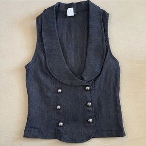 Vintage Y2K Wet Seal Fitted Grey Herringbone Vest